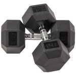 BalanceFrom Rubber Encased Hex Dumbbells, 45 lbs Pair, Black