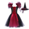 thumbnail image 1 of YOUSNH Halloween Tout-Petits Enfants Bébés Filles Magnifique Sorcière Robe Noire avec Chapeau Tutu Chic Déguisement Fête Tulle Robes Robes pour Filles H_002 6-7 Ans, 1 of 6