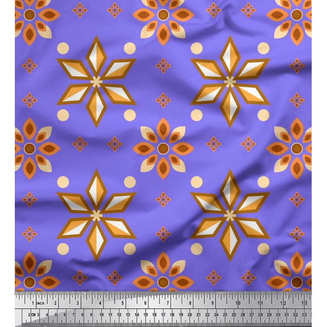 Soimoi Moss Georgette Fabric Dot & Floral Decorative Fabric Prints By Yard 42 Inch Wide