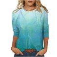 thumbnail image 1 of Hauts pour Femmes Décontractés Imprimés à Col Rond T-Shirt à Manches 3/4 Haut Ample, Hauts à Manches 3/4 pour Femmes, Hauts Décontractés pour Femmes, T-Shirts pour Femmes, 1 of 4