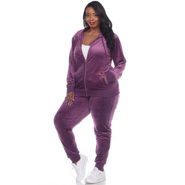 White Mark Ensemble de Survêtement en Velours pour Femmes, 2 Pcs