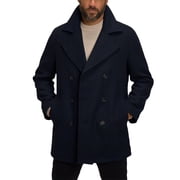 Lovzfmll Men's Double Breasted Coat, Mid Length Wool Blend, Slim Fit Overcoat, Versatile Trench, Winter Outerwear for Men