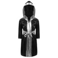 thumbnail image 3 of MSemis Boys 3 Piece Boxing Tracksuit Halloween Cosplay Costume Satin Robe with Shorts Punching Exercise Gloves Set Red&Silver 6, 3 of 7