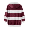 thumbnail image 5 of TIMIFIS Womens Winter Fuzzy Fleece Jacket Hooded Color Block Patchwork Cardigan Coats Outerwear Fashion-WineFall/Winter, 5 of 5