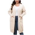 thumbnail image 1 of CEHVOM Women's Fashion Solid Color Plus-Size Loose MIDI Style Double Pockets Sweater Tops Clearance, 1 of 4
