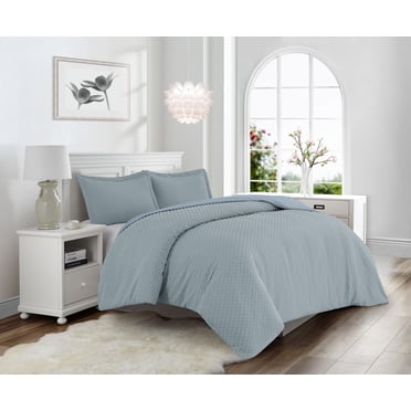 Swift Home Dot Clip Textured Duvet Cover Set, Soft All Season Bedding with Zipper Closure, Twin, Blue