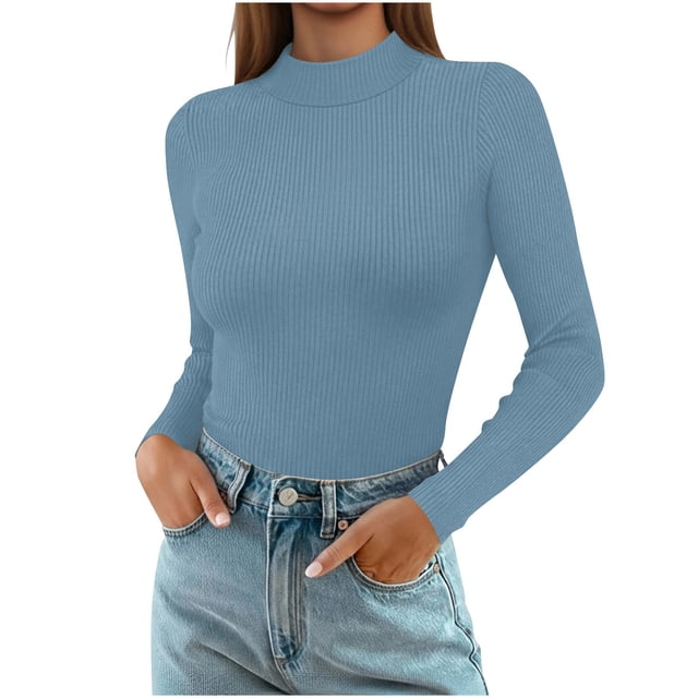 HongQid Chandails à Col Roulé à Manches Longues pour Femmes sous-Vêtements Thermiques Hauts Basiques Coupe Ajustée Mode d'Automne Haut Léger