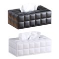 thumbnail image 2 of KAKOWELY Simple PU Tissue Box Paper Towel Holder Desktop Napkin Storage Container for Home Office (Size L, White),9.84"X5.43"X3.74", 2 of 4