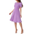 thumbnail image 4 of INSPIRE CHIC Édition Robe Midi Trapèze de Travail pour Femme à Encolure Carrée Froncée à Manches Courtes P Lavande, 4 of 6