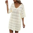 thumbnail image 1 of Birdeem Womens Summer Solid Color Hollow Out Vacation Beach Dress Sun Protection Blouse, 1 of 1