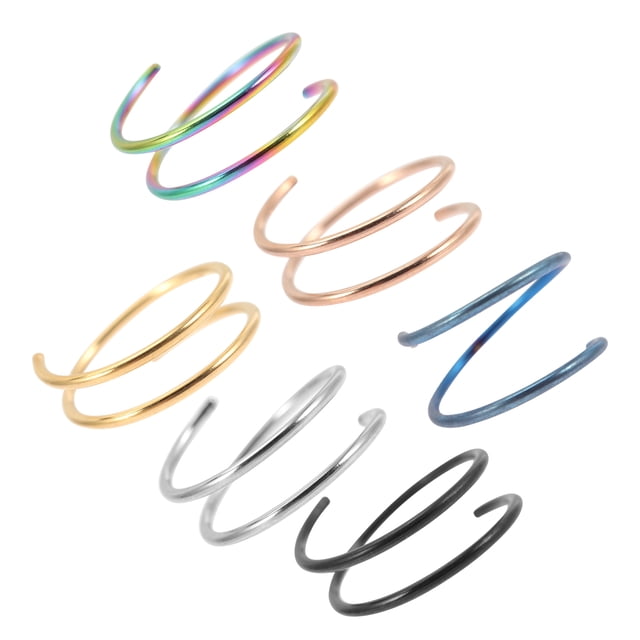 MasteelfCA 6pcs Stainless Steel Nose Rings Hoops Spiral Nose Rings for Women Nose Jewelry