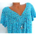 thumbnail image 4 of CEHVOM Women Plus Size Short Sleeves V-Neck Print Blouse Pullover Tops Shirt, 4 of 6