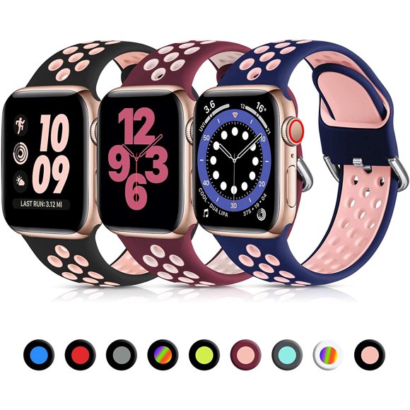 KOMI 3 Pack Compatible for Apple Watch Bands 44mm 45mm 49mm 42mm 41mm 40mm 38mm,Soft Silicone Strap Breathable Sport Band for Apple Watch SE/Ultra iWatch Bands Series 8 7 6 5 4 3 2 1 Women Men