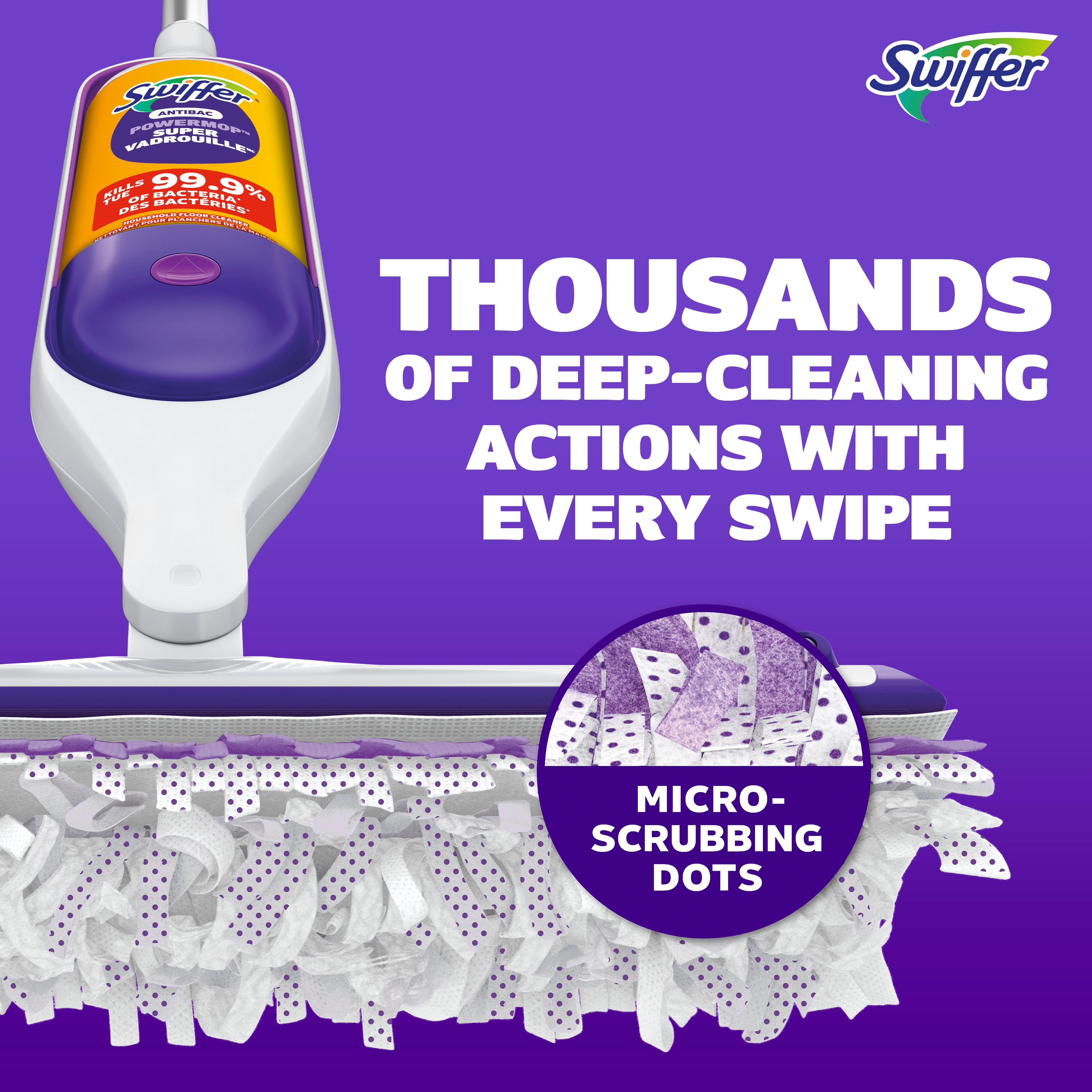 Swiffer SuperVadrouille, recharge de solution antibactérienne, Citron, paquet de 1