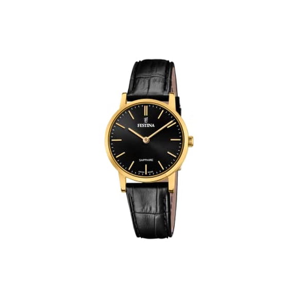 Festina F20017/3 Montre en Cuir Fabriquée en Suisse Noire