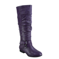 thumbnail image 1 of Bottes Cavalières à Fermeture Éclair pour Femmes, Hauteur Genou, Décontractées, Talon Plat Bas, Bottes d'Hiver, Chaussures ( Violet, 8), 1 of 5