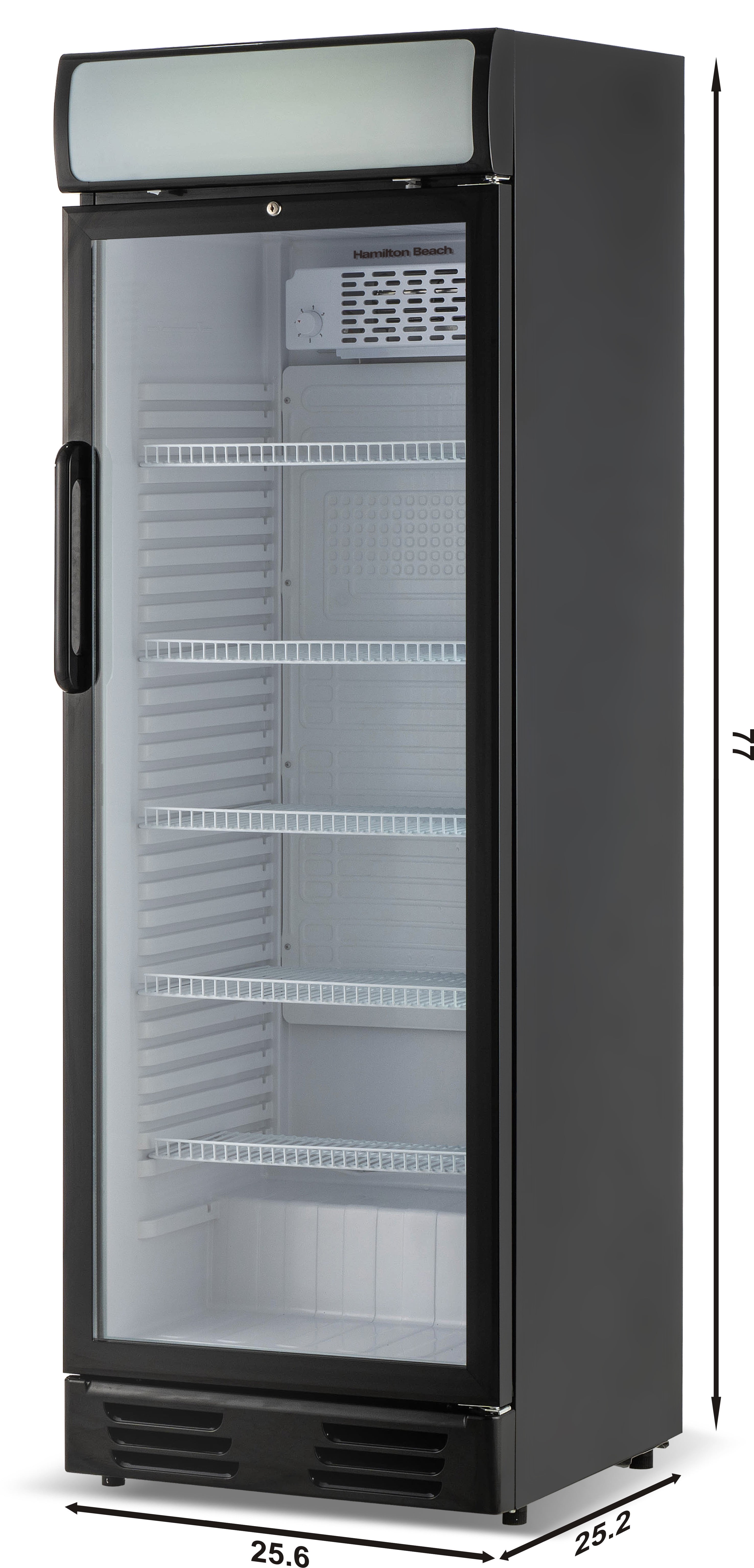 Hamilton Beach 12.5 Cu. ft. Commercial Beverage Refrigerator, 355L Glass Door Display Fridge with Lock, Black
