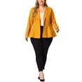 thumbnail image 2 of Agnes Orinda Women's Plus Size Blazer Button Notch Panel Ruffle Peplum Blazers 1X Yellow, 2 of 6