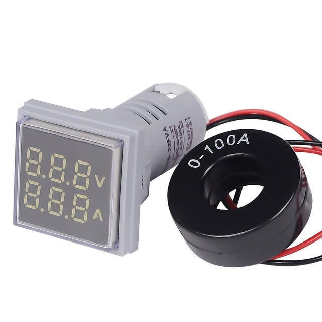 Yeacher Mini L-E-D Digital Voltmeter Ammeter Signal Light Voltage Current Meter Indicator AC 60-500V 0-100A