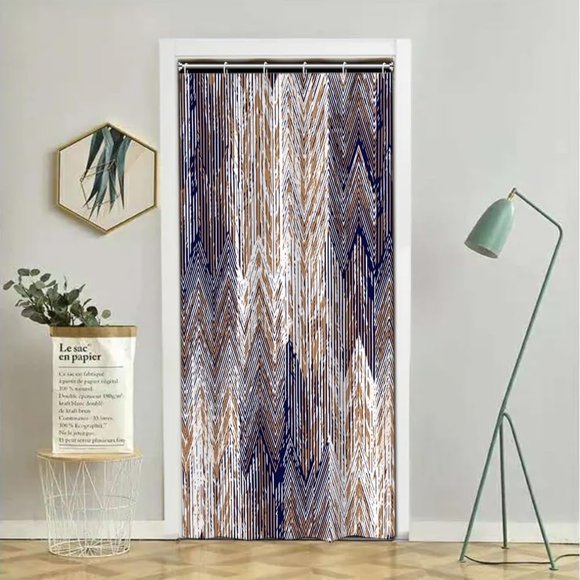 Rideau de Douche Style Abstrait Grunge Vieux Bleu Brun Flèche Motif Géométrique Rideaux de Douche pour Salle de Bain Moderne Artistique Tissu Imperméable Ensemble de Déco avec Crochets, 36l x 72H Pouces
