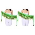 thumbnail image 1 of Maytalsory Durable And Firm Lightweight Hip Scarf For Belly Dance Performances Waist Automatic Adjustment light green 2Set, 1 of 6