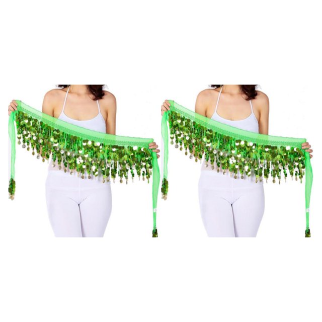 Maytalsory Durable And Firm Lightweight Hip Scarf For Belly Dance Performances Waist Automatic Adjustment light green 2Set