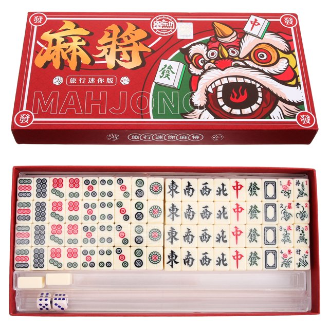 Mini Chinese Majong Set White Melamine Portable For Casual Gamers 1 Set
