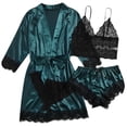 thumbnail image 2 of LSLJS Women Lace Satin Wireless Bra Camisole Shorts Pajamas Robe Four Piece Set, Lingerie Sets, 2 of 7