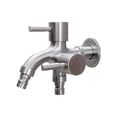thumbnail image 2 of Robinet à Double Sortie en Acier Inoxydable / Robinet de Contrôle 1 en 2 avec Deux Interrupteurs Séparés / Résistant à la Rouille, Robuste, pour Jardin, Balcon, Salle de Bain, Buanderie – Métal 304 Noir Argent / Bricolage Facile, 2 of 6