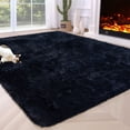thumbnail image 2 of FairOnly 9'x12' Fluffy Area Rug Indoor Soft Fuzzy Shaggy Carpet Floor Rugs with Non-Slip Backing for Living Room Bedroom Home Decor, Navy, 2 of 9