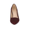 thumbnail image 2 of BLISSFUL STEP Women's Shoes Pointy Toe Slip-on Faux Suede Block Heel Pumps  Burgundy 7, 2 of 8