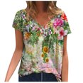 thumbnail image 1 of Plus Size Women Short Sleeve Printed V Neck Tops Tee T Shirt Blouse, 1 of 5