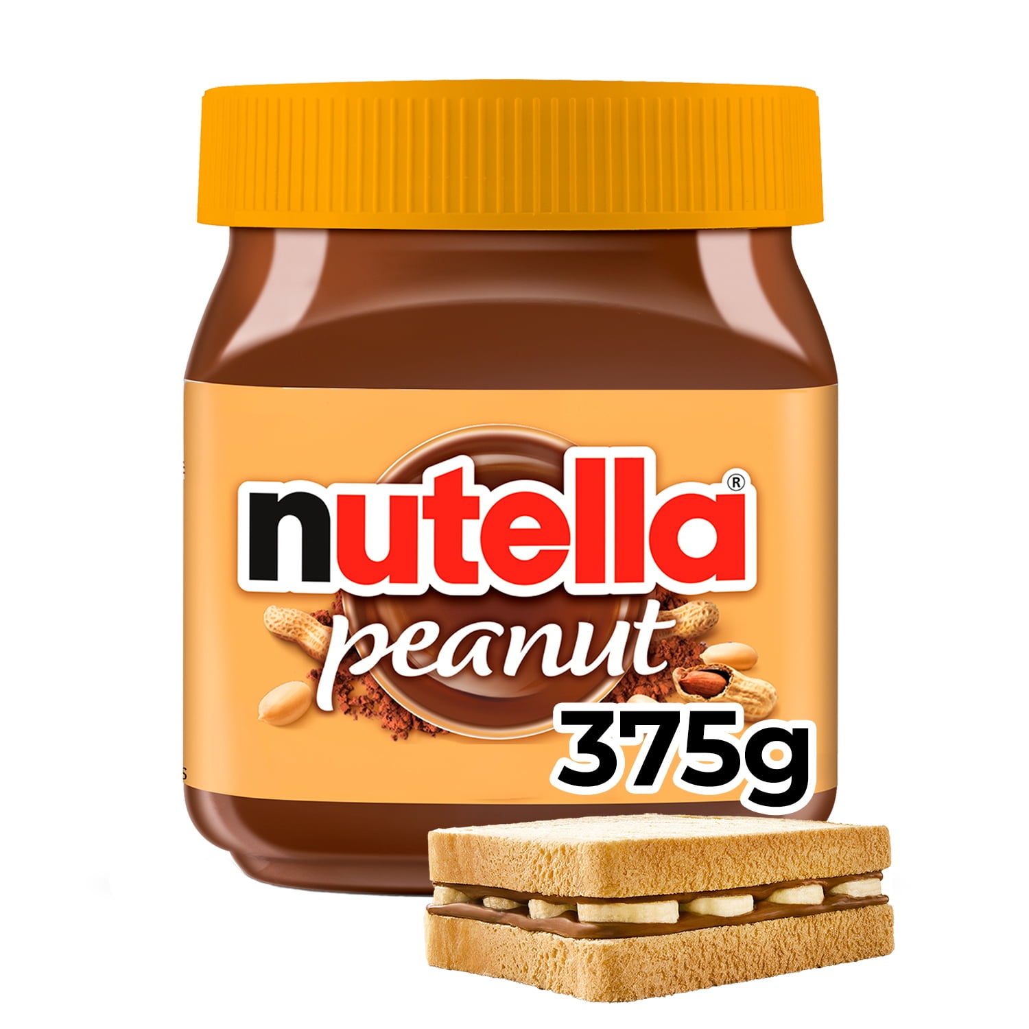 NUTELLA Peanut Spread With Cocoa, Smooth and Creamy Peanut with Cocoa Spread for Afternoon Snacking and Gifting, 375 g