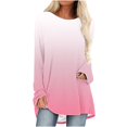 thumbnail image 2 of Wiyuqeen T-Shirts à Manches Raglan Longues pour Femmes Chic Décontracté Col Rond Chandail Doux Tendance Couleur Dégradée Chandails à Manches Longues Automne Amples Fluides Longues Tuniques, 2 of 5