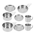 thumbnail image 3 of Ensemble de Batterie de Cuisine de Camping, Ensemble de Casseroles de Camping en Acier Inoxydable Argenté, Non Robuste Durable 8 Pcs pour la Randonnée Sac au Dos, 3 of 8