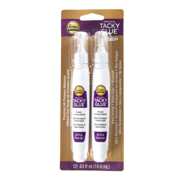 Aleene's Original Tacky Glue Stylo 2-Pack – Colle Tout Usage Non Toxique, Épaisse, pour Loisirs Créatifs, DIY, Bricolage, Projets Scolaires et Réparations Domestiques – Sèche Permanente et Transparent