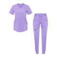 thumbnail image 1 of Adar Pro Modern Athletic Scrub Set For Women - Modern V-Neck Scrub Top & Yoga Jogger Scrub Pants, 1 of 1