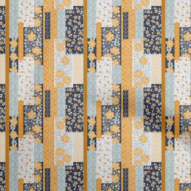 oneOone Rayon Mustard Yellow Fabric Floral Craft Projects Decor Fabric Printed By The Yard 56 Inch Wide