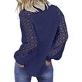 thumbnail image 2 of T-shirts Décontractés à Manches Longues pour Femmes, Bleu Marine, L, 2 of 4