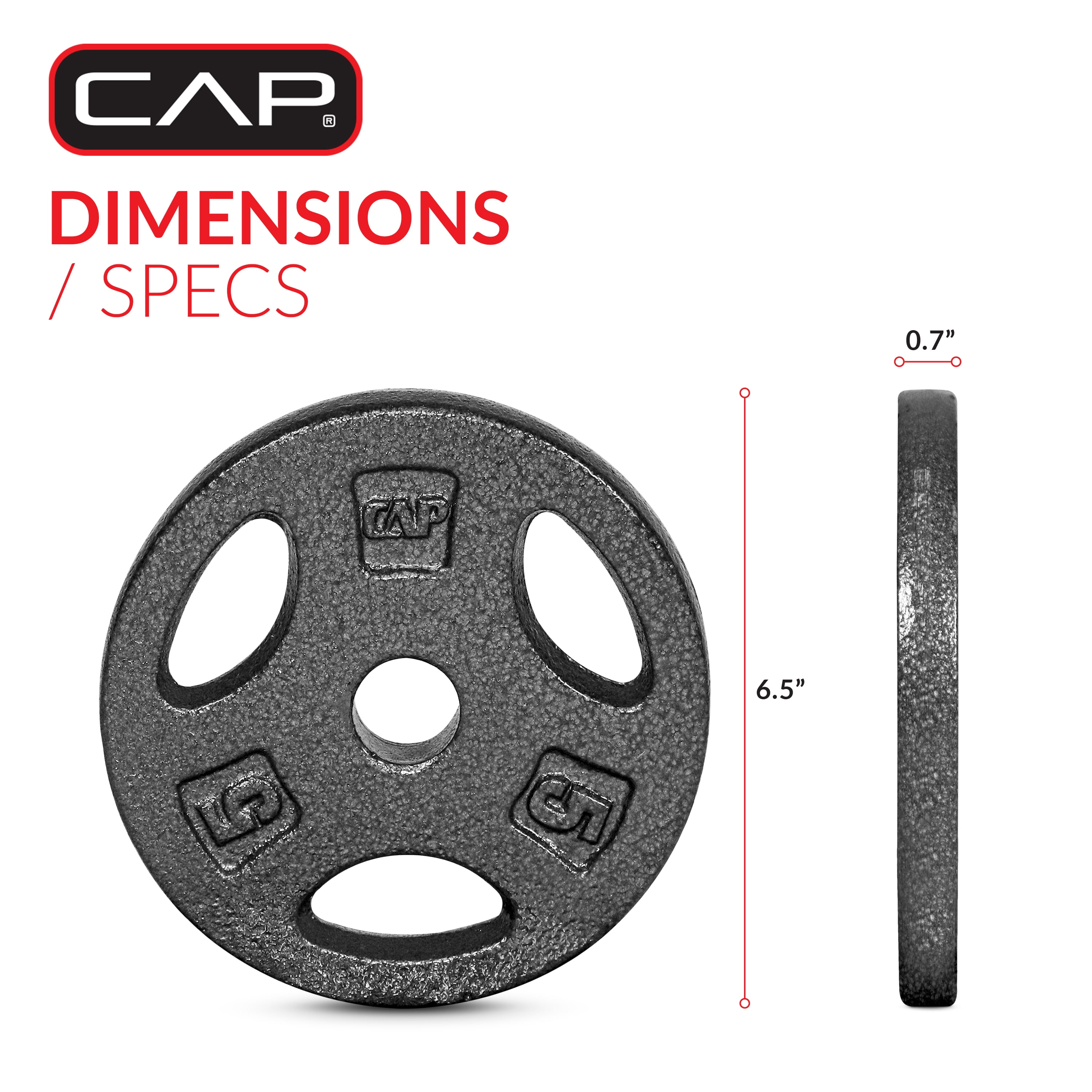 Plaque de préhension standard en fonte CAP Barbell, 1 pouce, 10 lb, simple, noire
