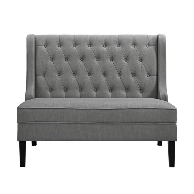 Banc d'Entrée d'Aile d'Abri Touffeté en Gris Cendre