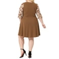 thumbnail image 3 of Agnes Orinda Women's Plus Size Square Neck Sheer Long Sleeve Ruffle Flowy A-Line Midi Dress 2X Brown, 3 of 6