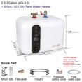 thumbnail image 2 of 110V-120V 1.5Kw Instant Electric Hot Water Heater Under Kitchen Small Tank 2.5-3.0 Gallon Storage Rv Trailer Instant Counter Compact Point-of-Use 2 PCs 16Long 1/2?IP Stainless Steel Water Hose 11L, 2 of 5