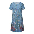 thumbnail image 4 of QIPOPIQ Robes pour Femmes Robe Évasée à Étages Manches Courtes Robes Décontractées Col Rond Robe Midi d'Été Robes Pliantes à Imprimé Offres 2023, 4 of 5