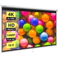 thumbnail image 1 of SPECSTAR 80 inch Manual Pull Down Projector Screen, 16:9 HD Retractable Projector Screens for Movie Home Theater Cinema Office Video Game, White, 1 of 9