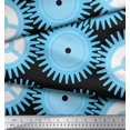 thumbnail image 2 of Soimoi Black Silk Fabric Gear Parts Hardware Print Fabric by the Yard 42 Inch Wide, 2 of 3