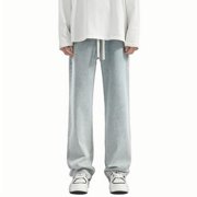 JMYHOAM Pants pour hommes Jeans Pantalon Homme Solide Couleur Acquard Pattern Rincage Jeans Straight Barrel Pantalons,S-XXXL