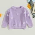 thumbnail image 2 of Fortune Chandail Fleuri pour Bébé Fille à Manches Longues en Tricot, Chandail pour Nourrisson, Automne Hiver, Hauts Chauds, 2 of 8