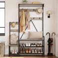 thumbnail image 3 of Hall Tree with Bench and Shoe Storage Parent-Child Coat Rack Shoe Bench Industrial Coat Tree Entryway Large Organizer with Shoe Rack, Storage Cubbies, Hooks, and Top Shelf, 3 of 9