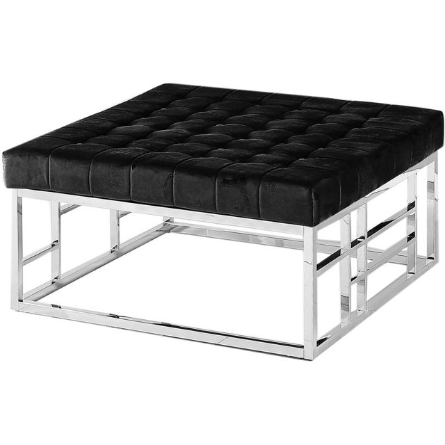 Best Master Furniture 36" Carré Tissu de Velours Moderne Accent Pouf en Noir